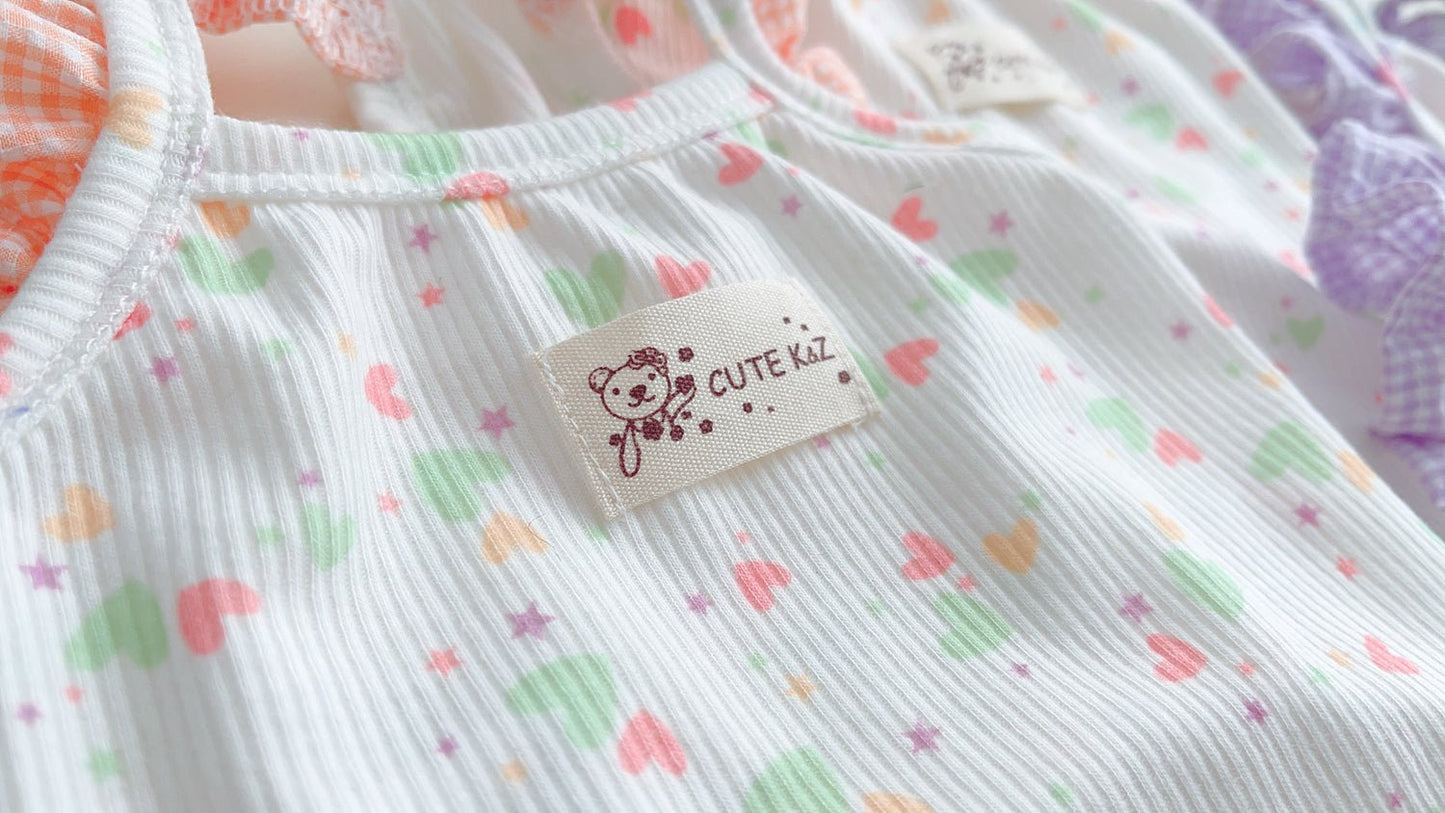 Light-weight cotton animal, summer /spring tank top with ruffled shoulder