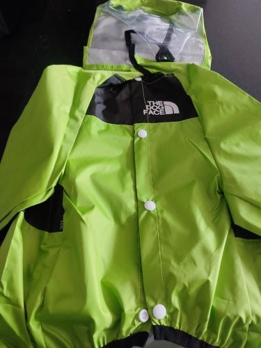 Pet raincoat transparent hood, water resistent jumpsuit aprox sz 15/18 in neck