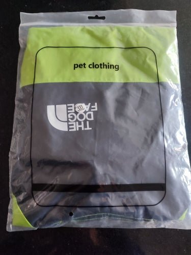 Pet raincoat transparent hood, water resistent jumpsuit aprox sz 15/18 in neck