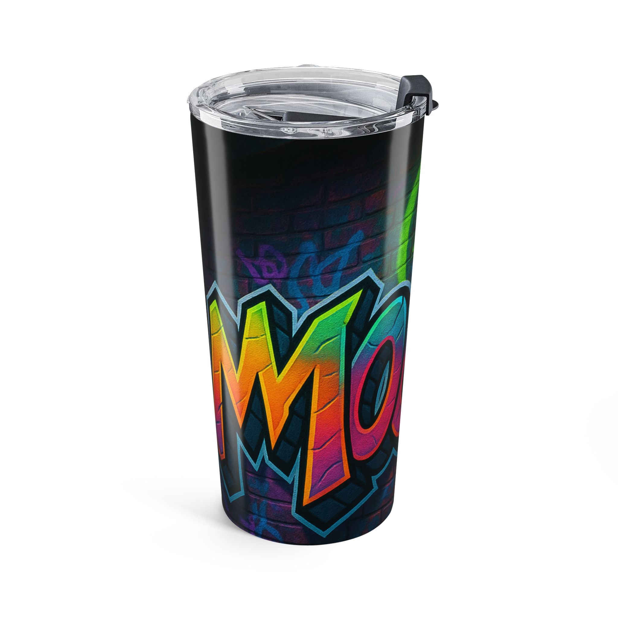 Hey Mooka!, Vibrant Graffiti Tumbler | Colorful 20oz Travel Mug, Hipster Drinkware, Urban Style, Gift for Street Art Lovers, Cool Home Decor