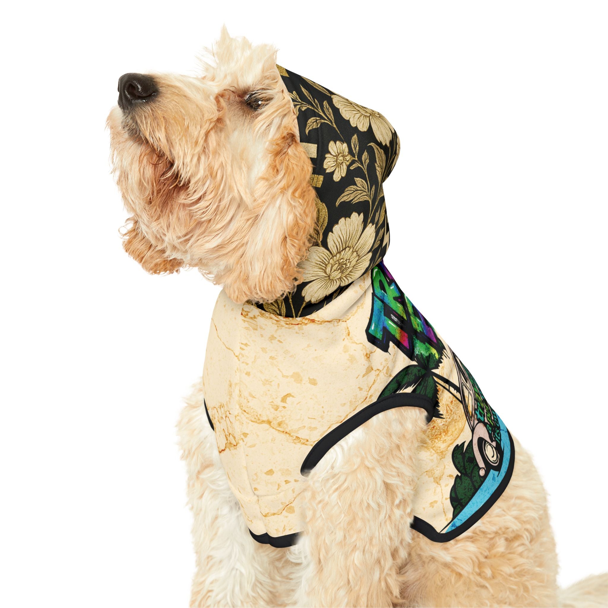 Dog Hoodie Sleeveless Sweatshirt - I Will Tear Your Ankles Up - Black and Gold Lettering