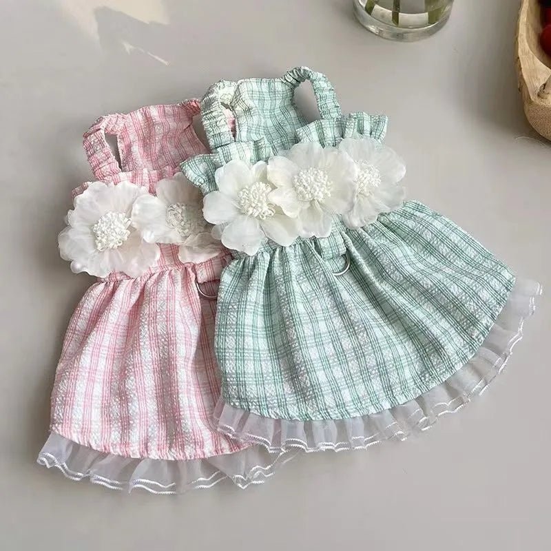 Plaid flower dress princess design