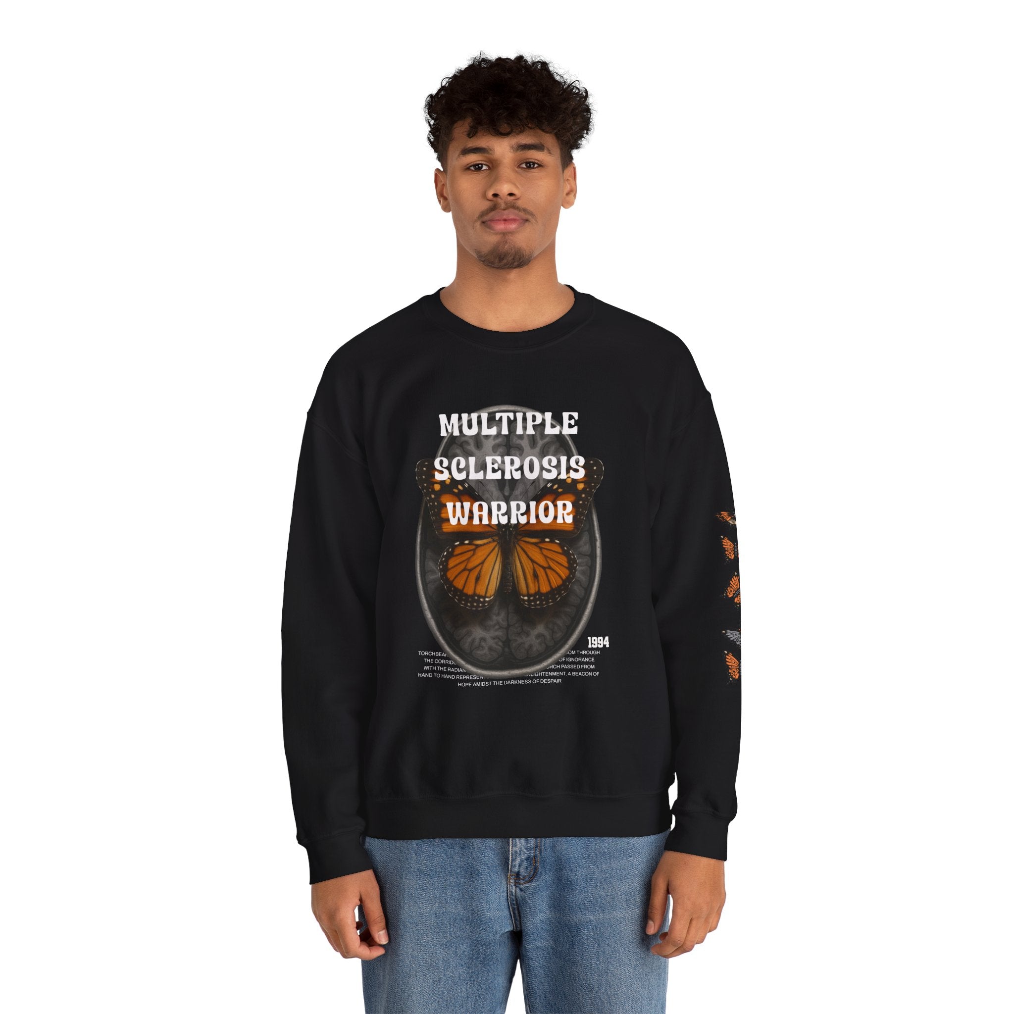 Orange Butterflies Multiple Sclerosis Awareness Sweatshirt