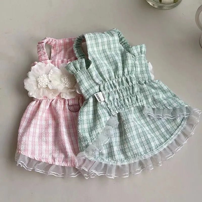 Plaid flower dress princess design