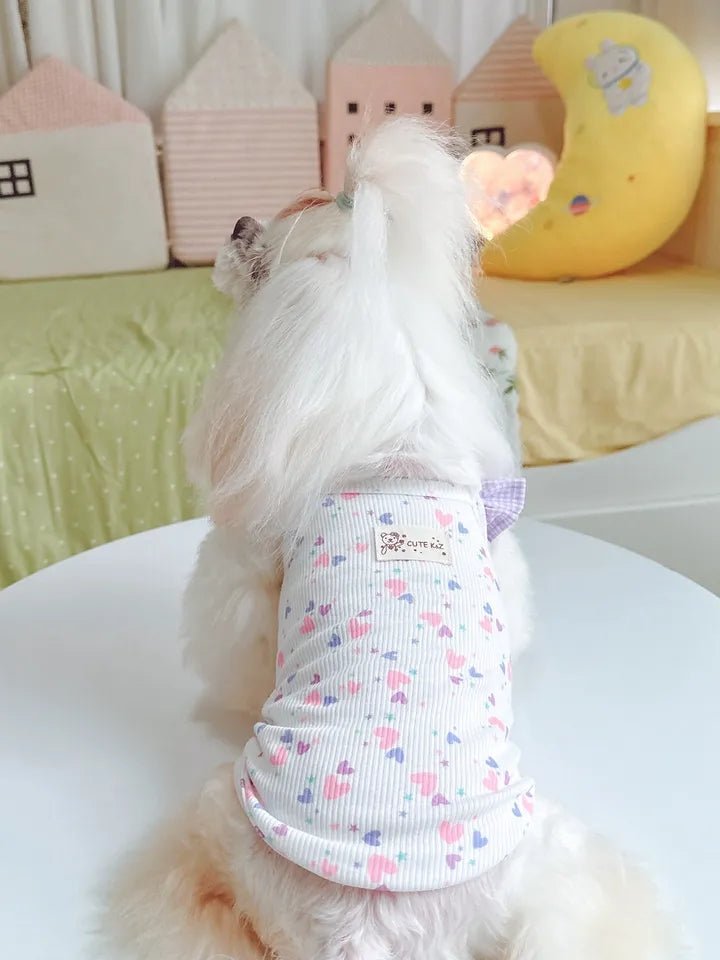 Light-weight cotton animal, summer /spring tank top with ruffled shoulder