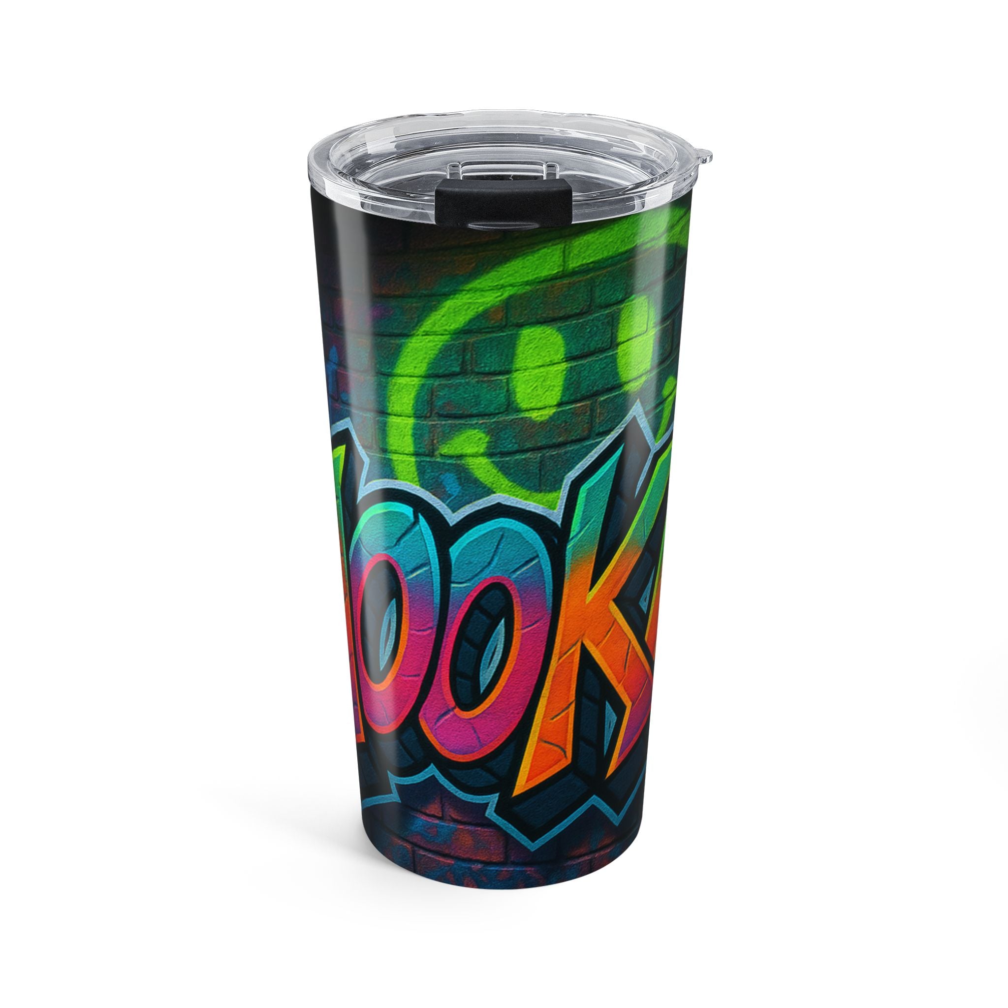 Hey Mooka!, Vibrant Graffiti Tumbler | Colorful 20oz Travel Mug, Hipster Drinkware, Urban Style, Gift for Street Art Lovers, Cool Home Decor