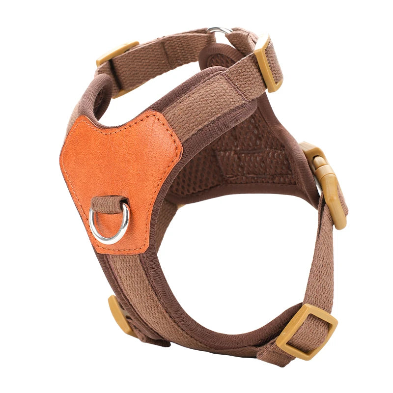 HP374--Retro Pet Harness for dogs,Adjustable webbing and High-quality PU Leather,Breathable mesh lining. Fashioned Furbabies