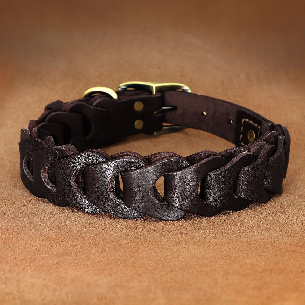 Cow Leather Dog Collar Genuine Leather Big Dog Collars Labrador Pet Collars Accessories for Medium Large Dogs German Shepherd Fashioned Furbabies