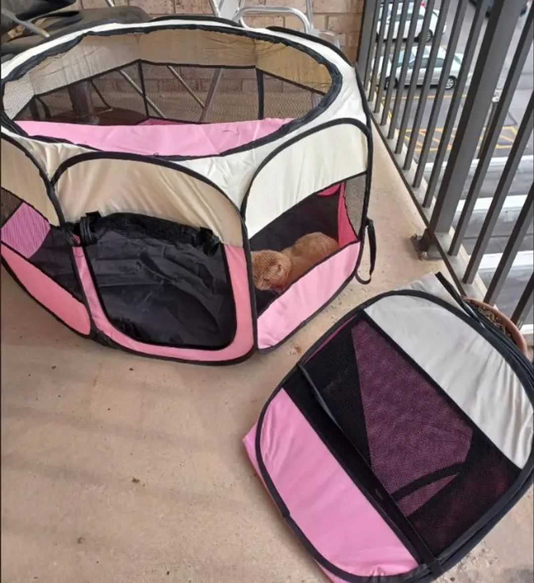 Brown Foldable lightweight Playpen, Tent, for puppies or kittens