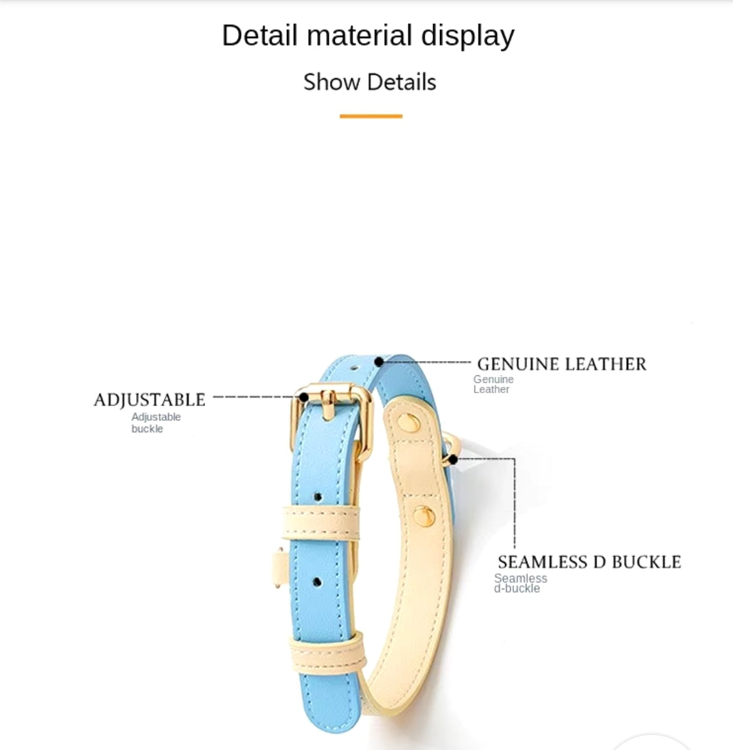 Genuine leather colorful pet collars 8/13 in neck