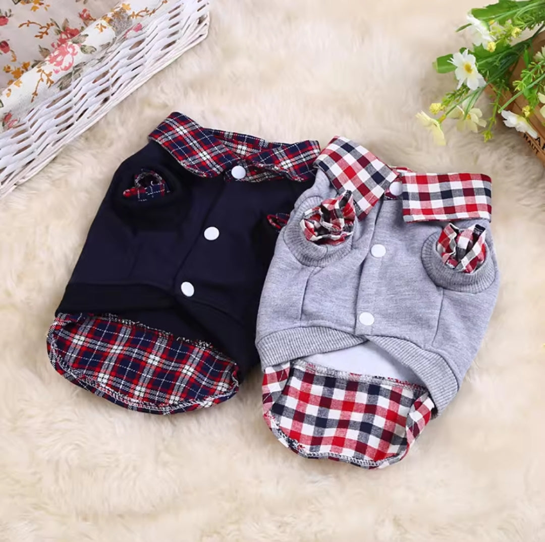 Plaid one piece polo, 10in neck
