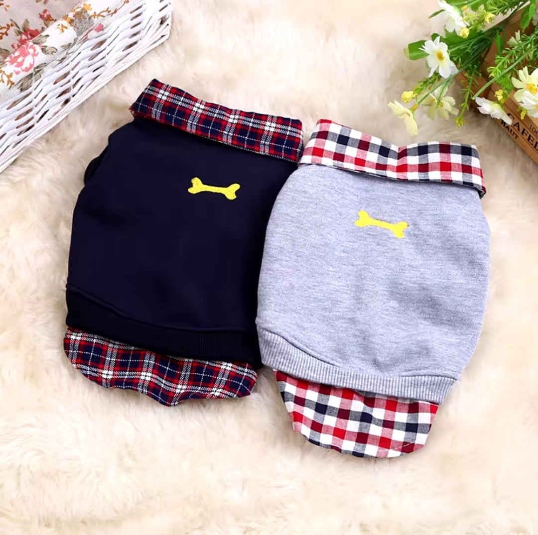 Plaid one piece polo, 10in neck