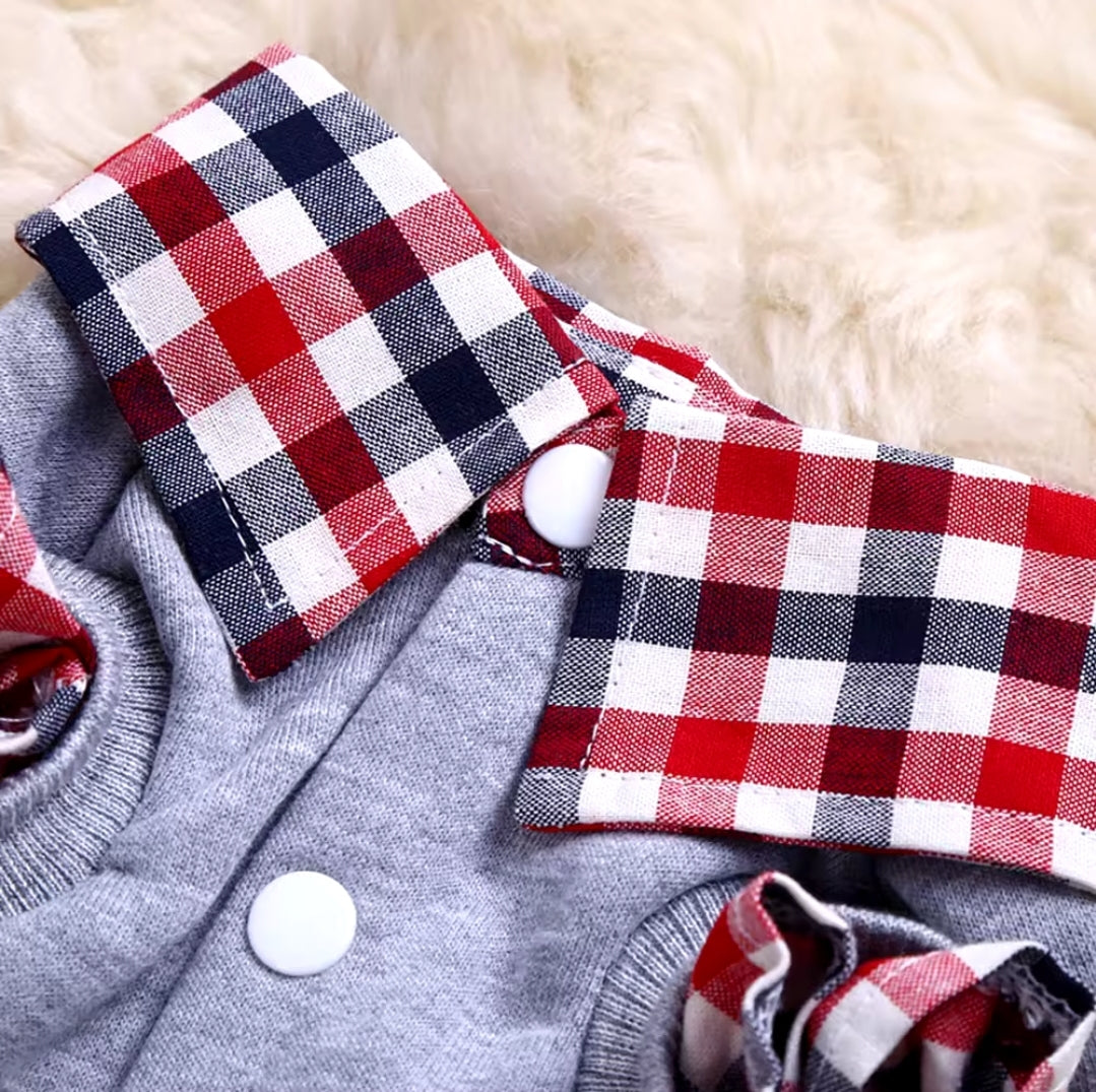 Plaid one piece polo, 10in neck