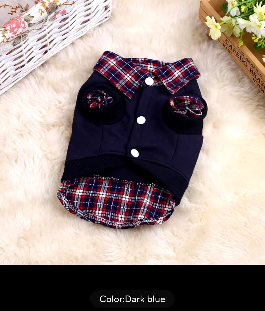 Plaid one piece polo, 10in neck