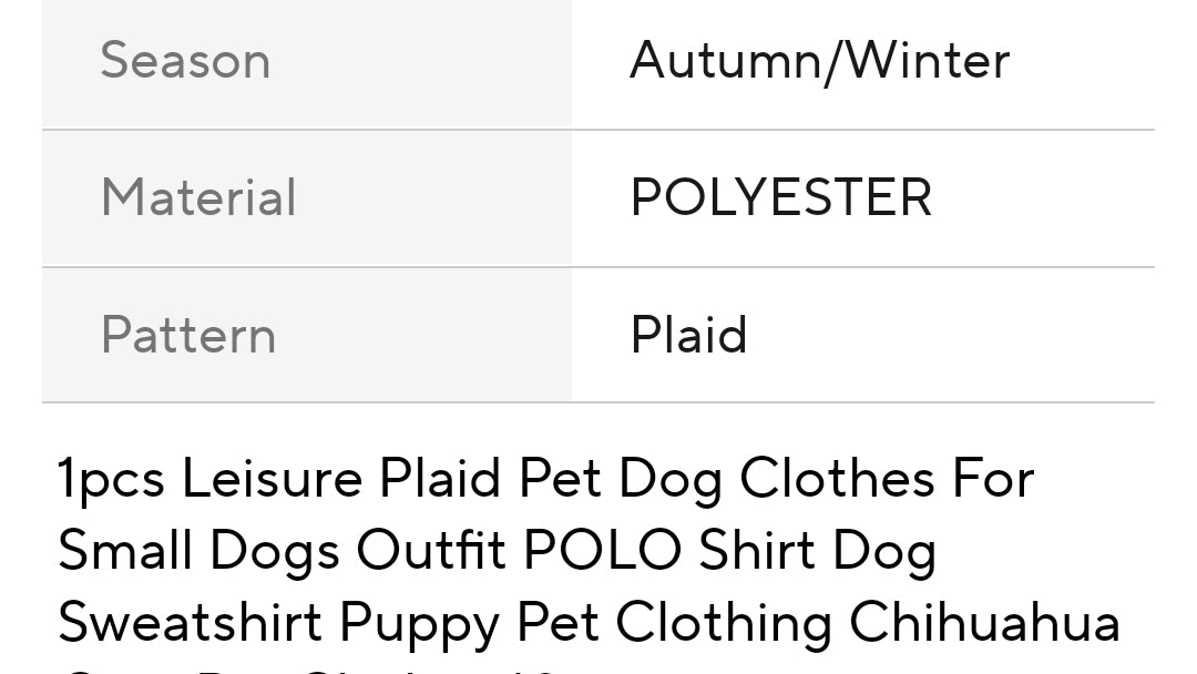 Plaid one piece polo, 10in neck