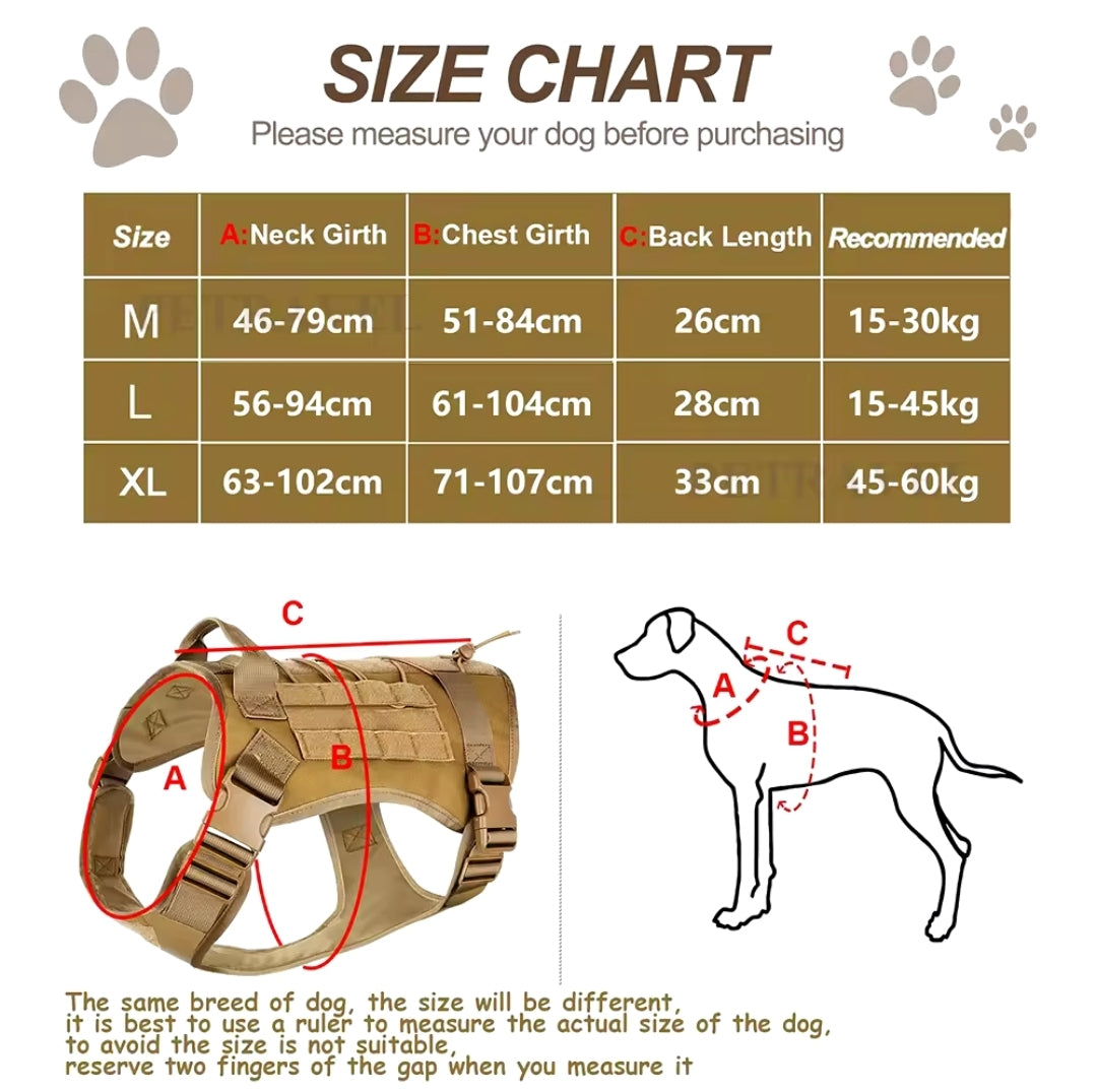 Tactical Dog Harness Xl aprox 98 to 130lbs