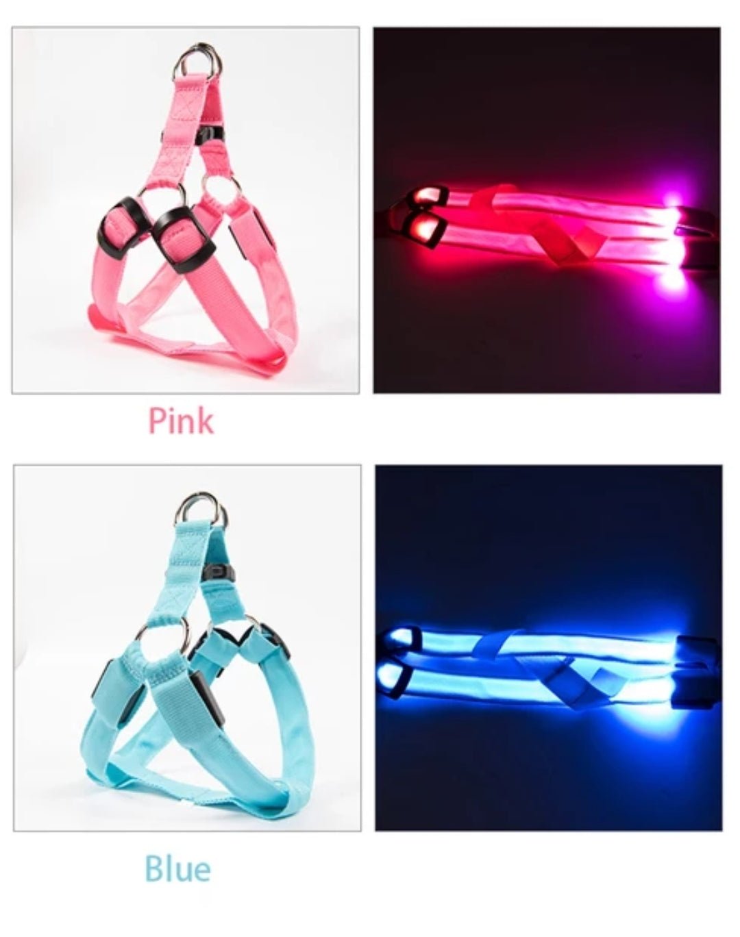 LED Adjustable, Dog Harness with rechargeable USB port 12 to 20lbs