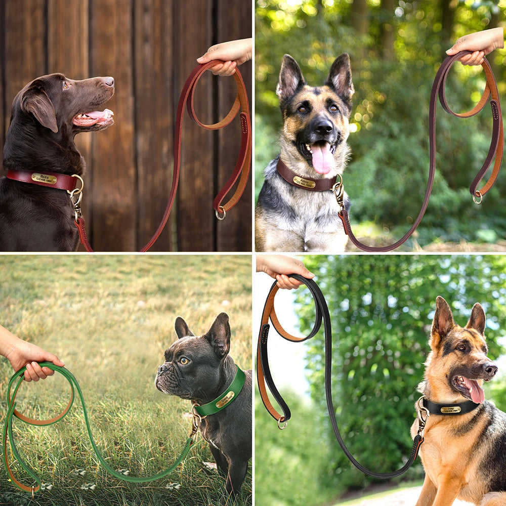 Real Leather Dog Leash Durable Medium Large Dog Lead Genuine Leather Walking Pet Leads Leash for Dogs German Shepherd Pitbull Fashioned Furbabies