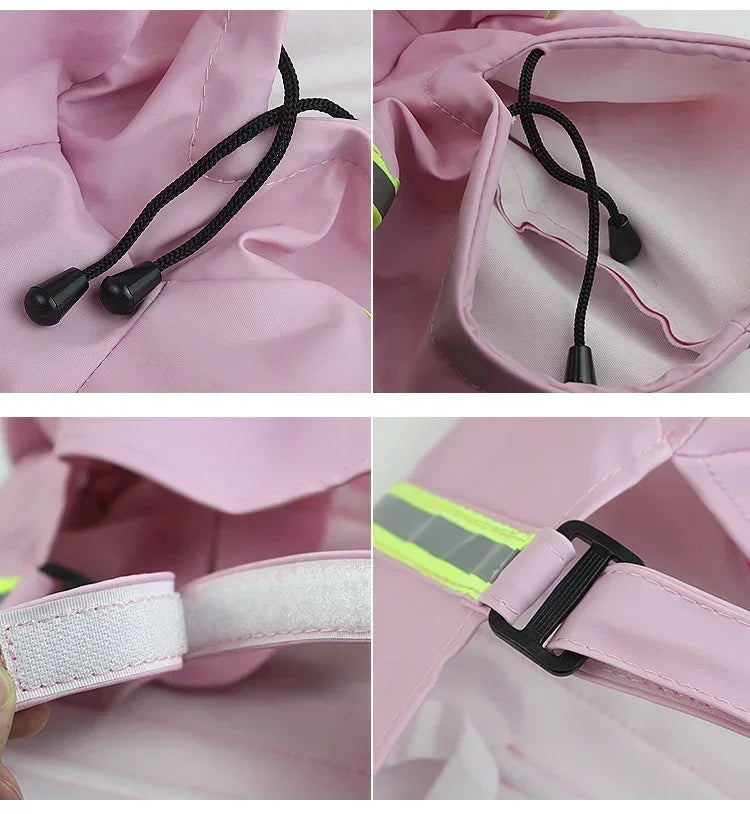 Waterproof hooded rain jackets for medium to large dogs.