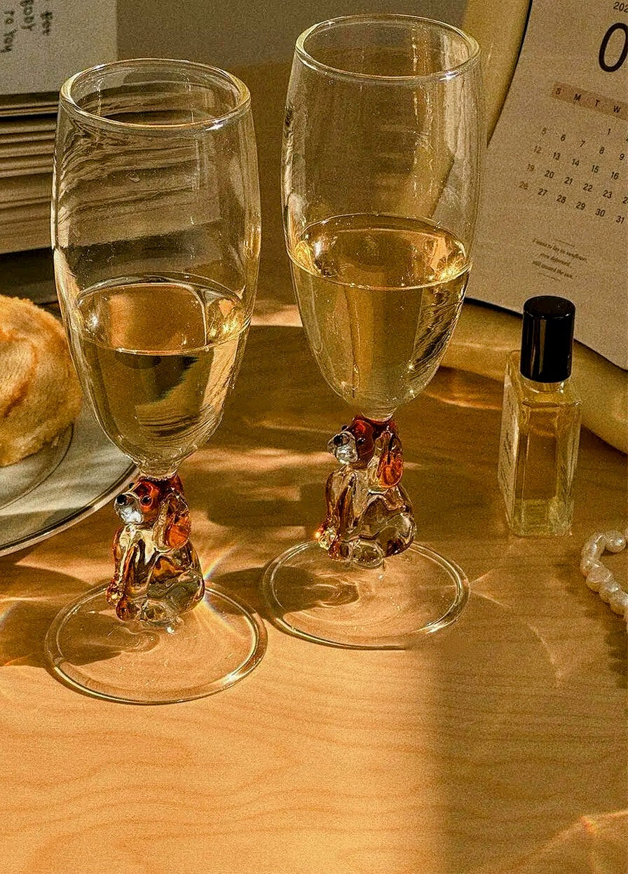 Handmade Dog Wine Glasses Cute Unique Cheers