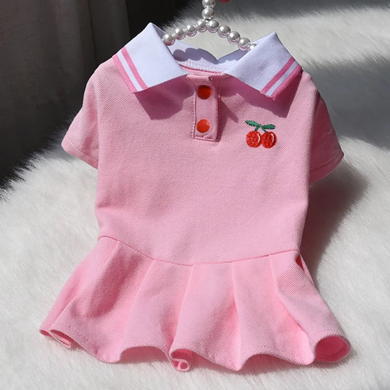 Spring summer dog dress polo dress cat dog aprox 7 in neck