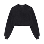 Washed Raw-Edge Cropped Crew Neck Sweatshirt