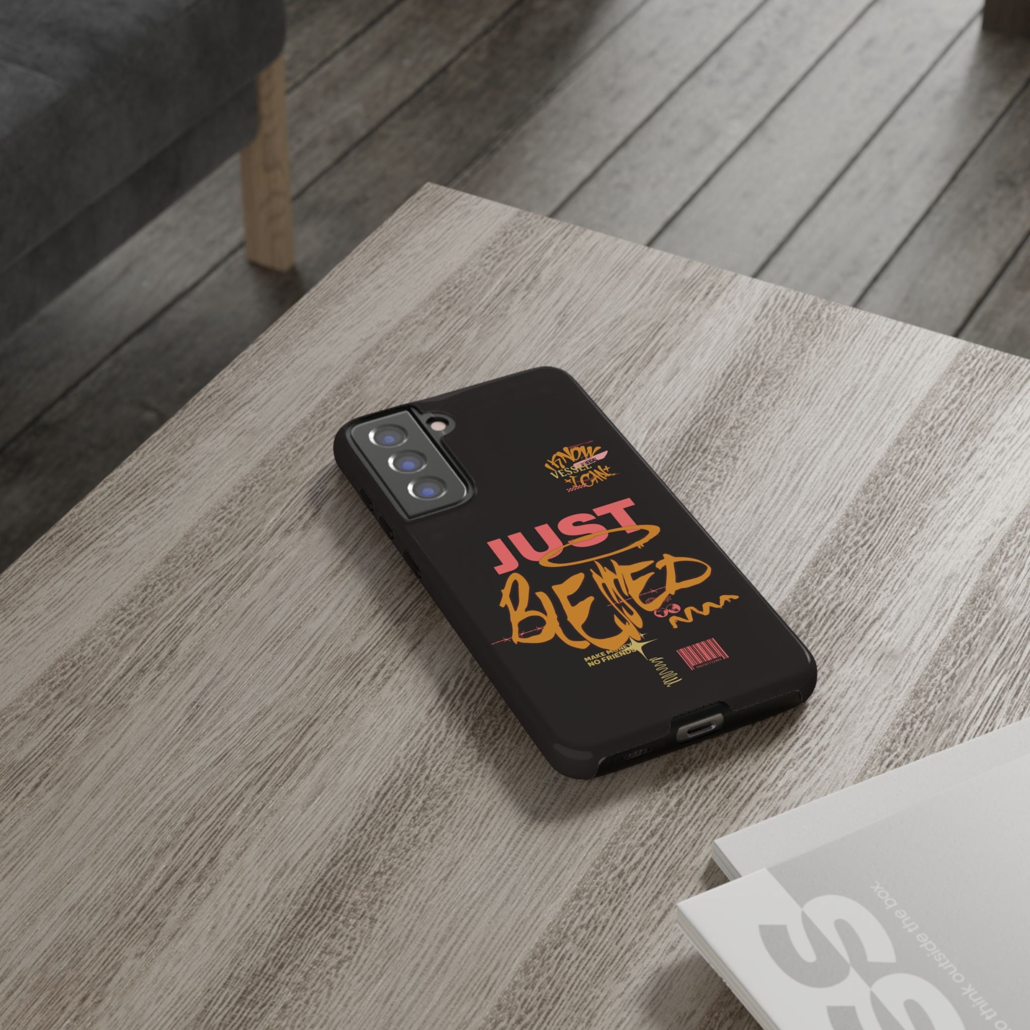 Phone Case — "Just Blessed" Bold Typographic Black Protective Case
