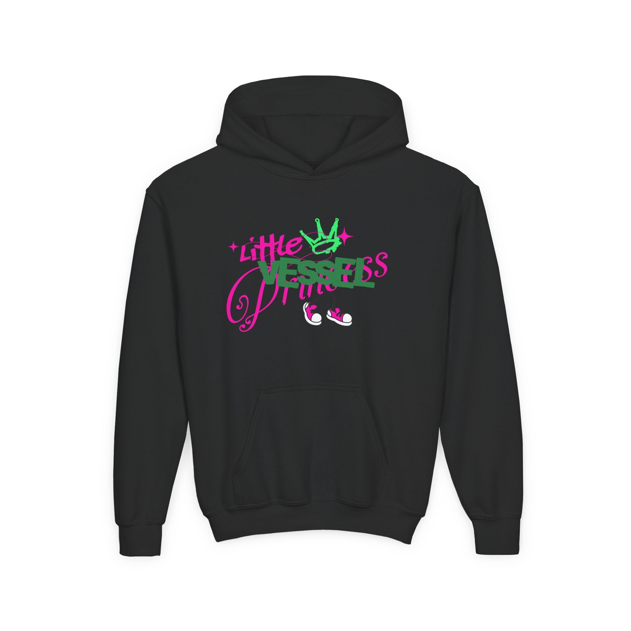 Youth Hoodie — “Little Vessels” Princess Christian Kids Sweatshirt (Mark 9:23, All Things Possible)
