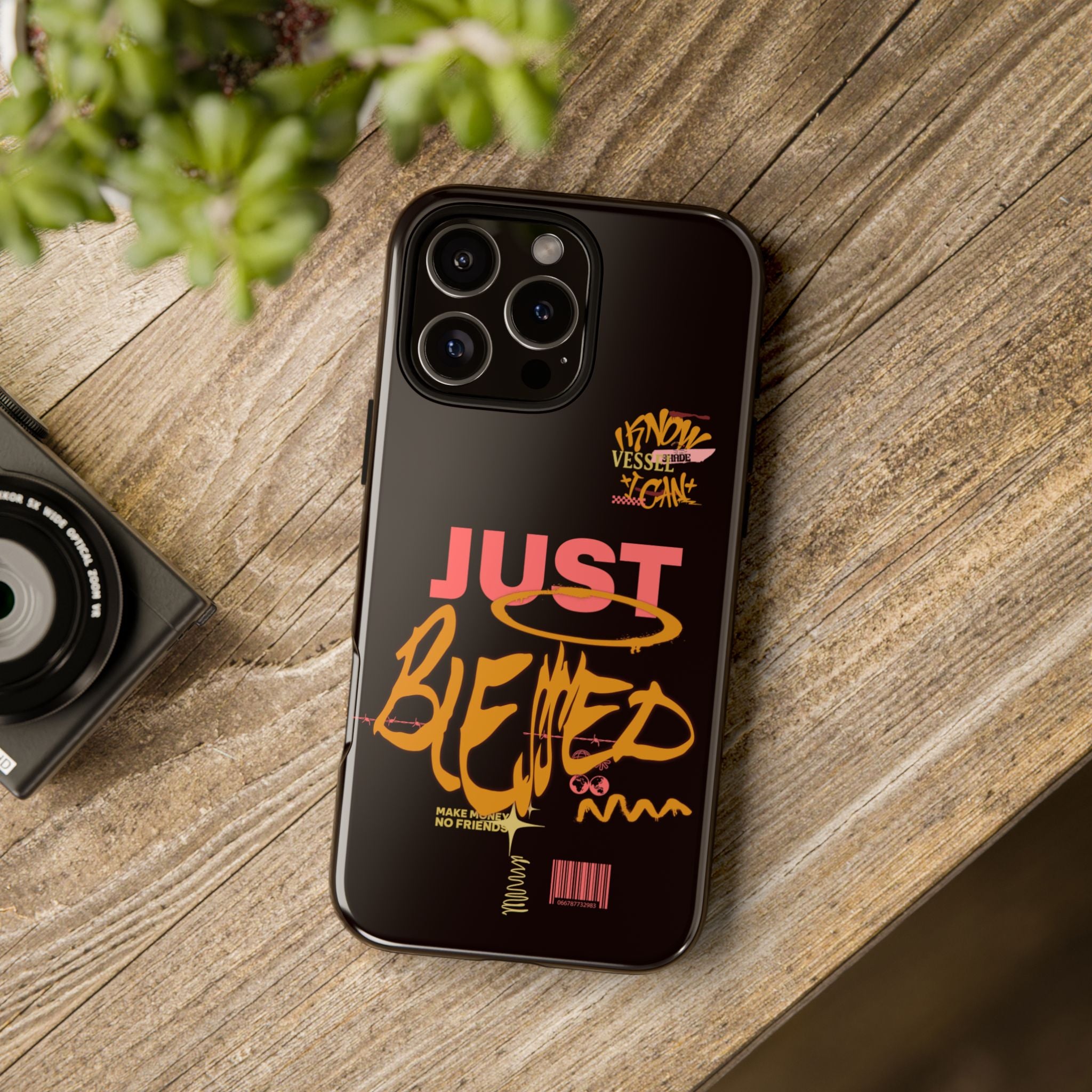 Phone Case — "Just Blessed" Bold Typographic Black Protective Case