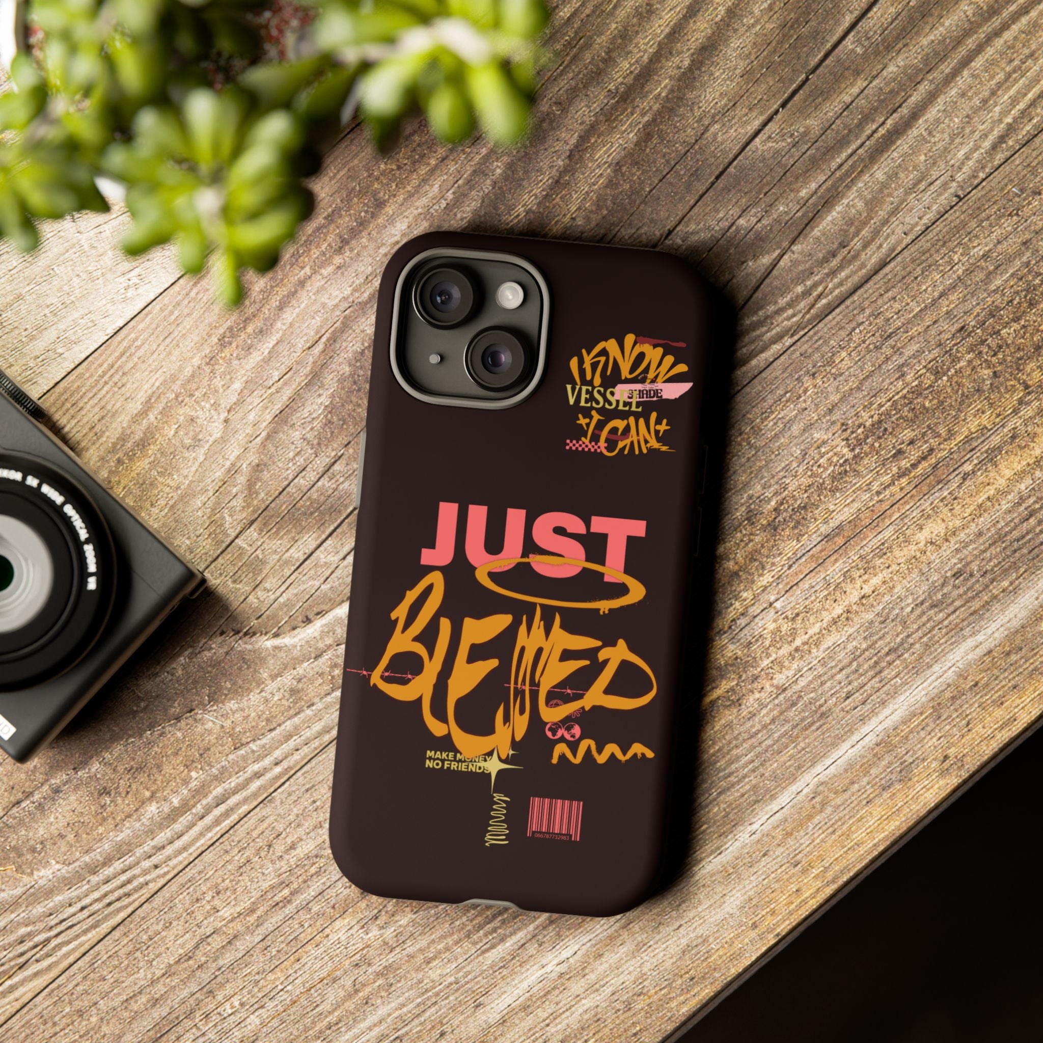 Phone Case — "Just Blessed" Bold Typographic Black Protective Case