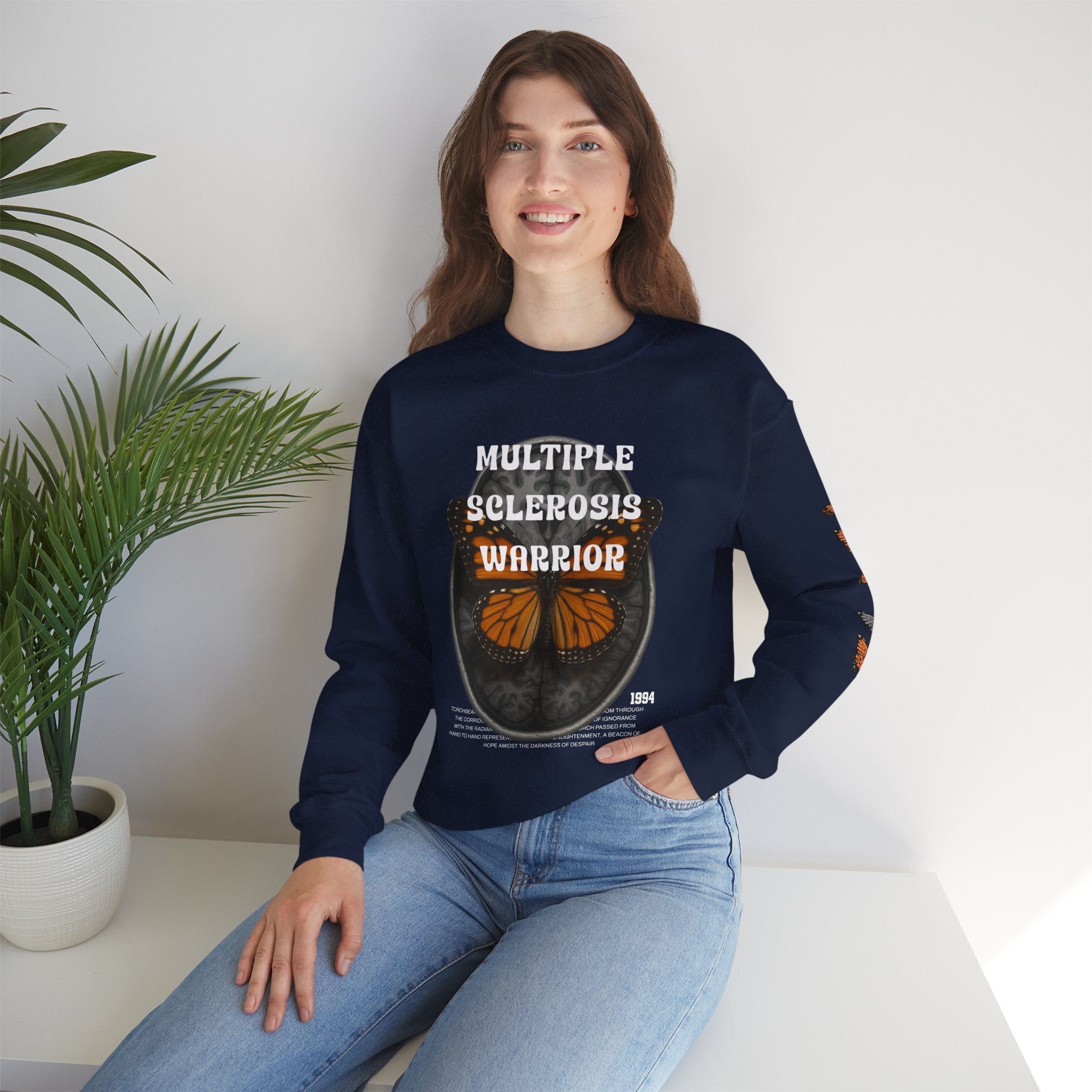 Orange Butterflies Multiple Sclerosis Awareness Sweatshirt