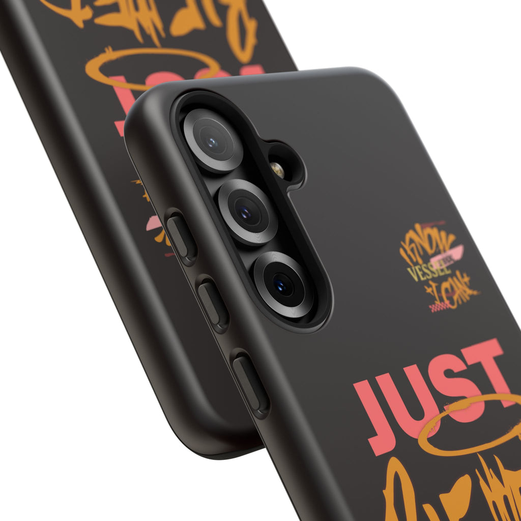 Phone Case — "Just Blessed" Bold Typographic Black Protective Case