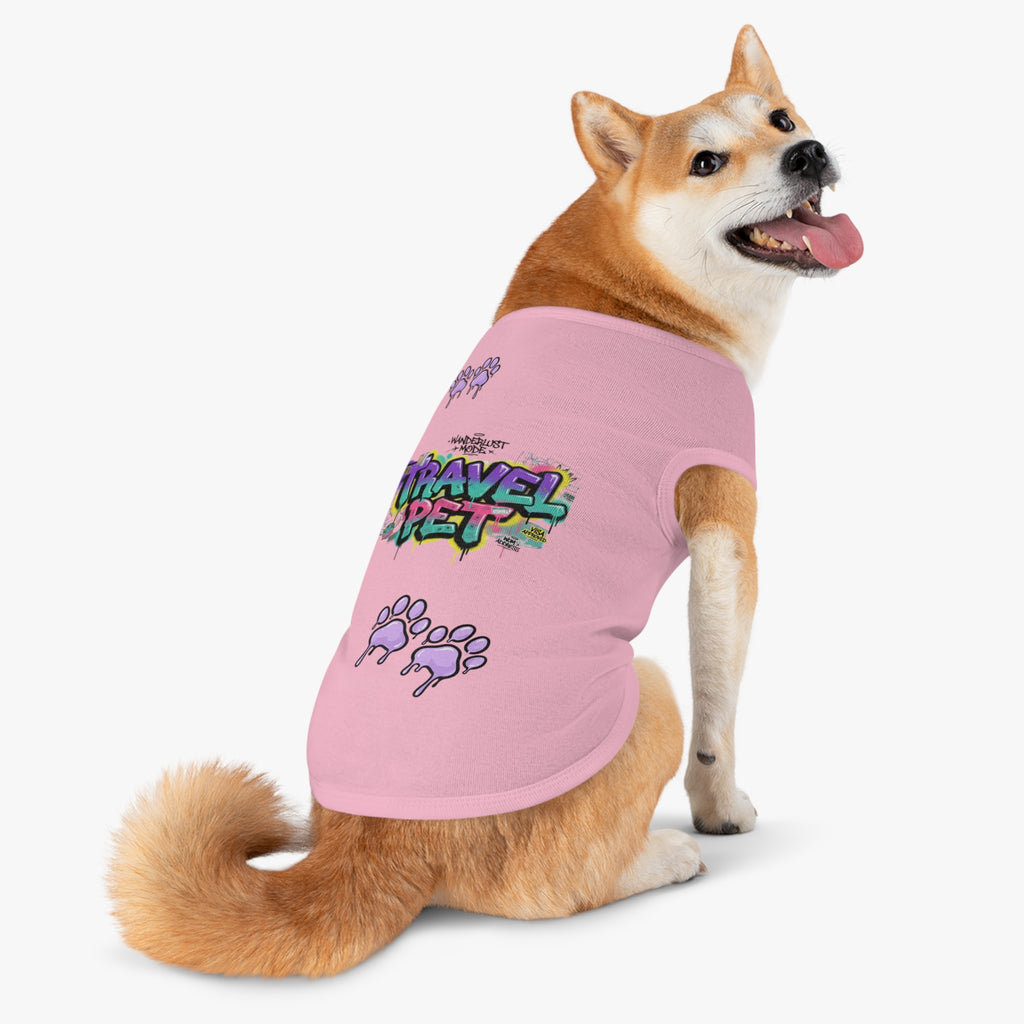 Graffiti Paw Print Travel Pet Tank Top — Trendy Street-Style Dog Shirt Matching Human Shirt
