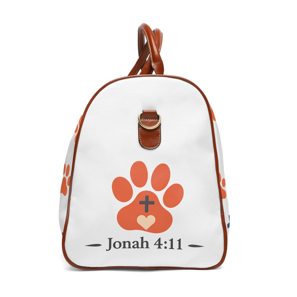 Waterproof Travel Bag — Paw Print & Floral Weekender Duffel