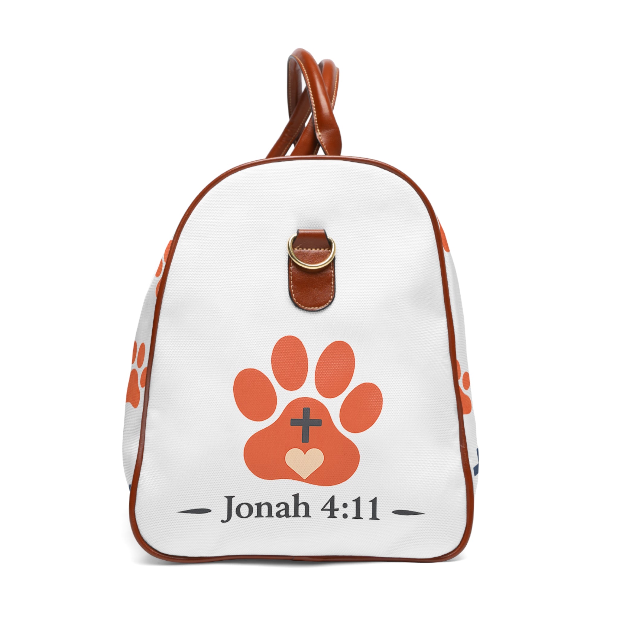 Waterproof Travel Bag — Paw Print & Floral Weekender Duffel