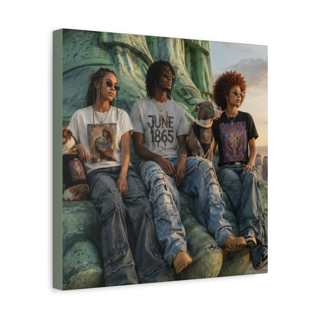 Retro Juneteenth Urban Portrait Matte Canvas Print — Stretched Wall Art