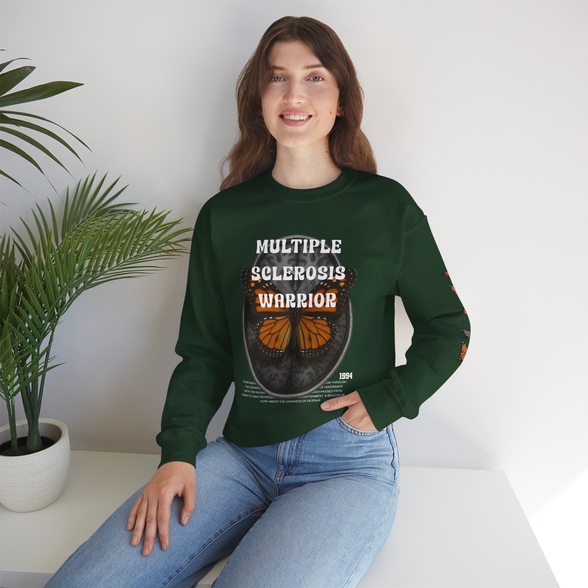 Orange Butterflies Multiple Sclerosis Awareness Sweatshirt