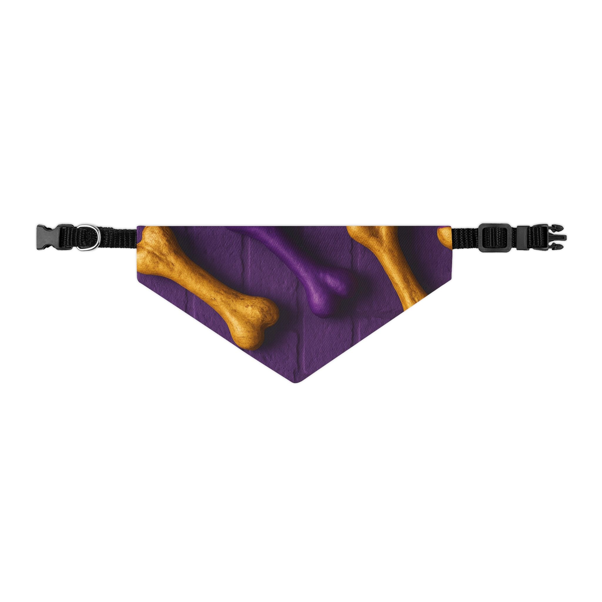 Purple Dog Bandana Collar with Gold Bones – Stylish Pet Accessory for Dogs & Cats