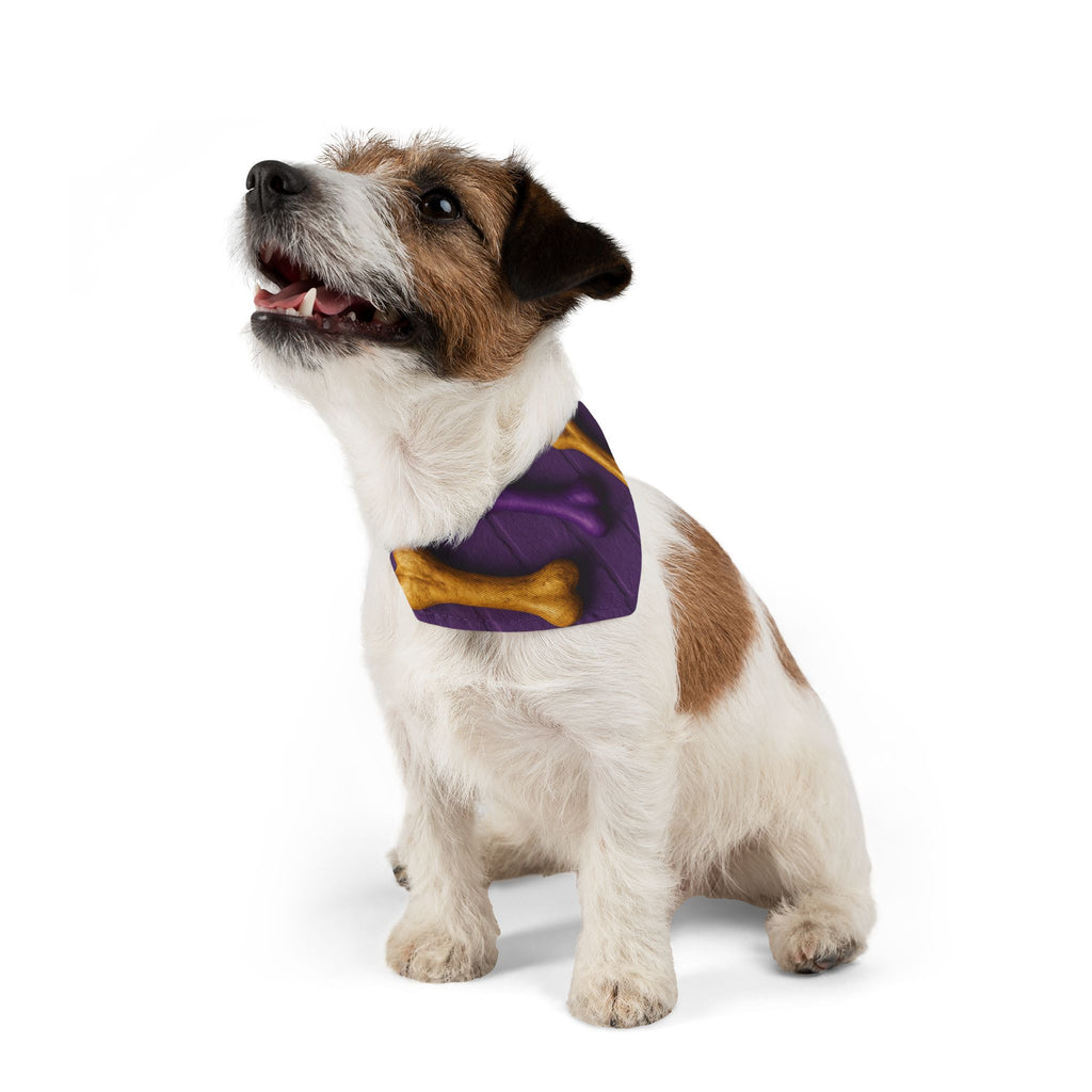 Purple Dog Bandana Collar with Gold Bones – Stylish Pet Accessory for Dogs & Cats