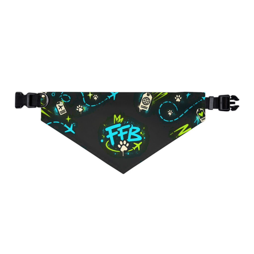 Graffiti FFB Dog Bandana Collar – Neon Paw Print