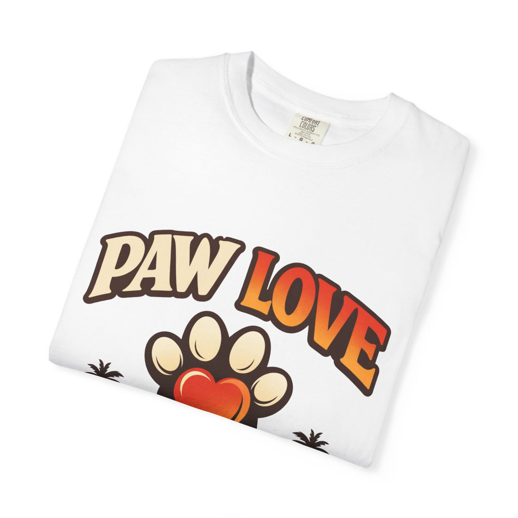 Paw Love T-Shirt — Retro Heart Paw Graphic Tee for Dog Lovers