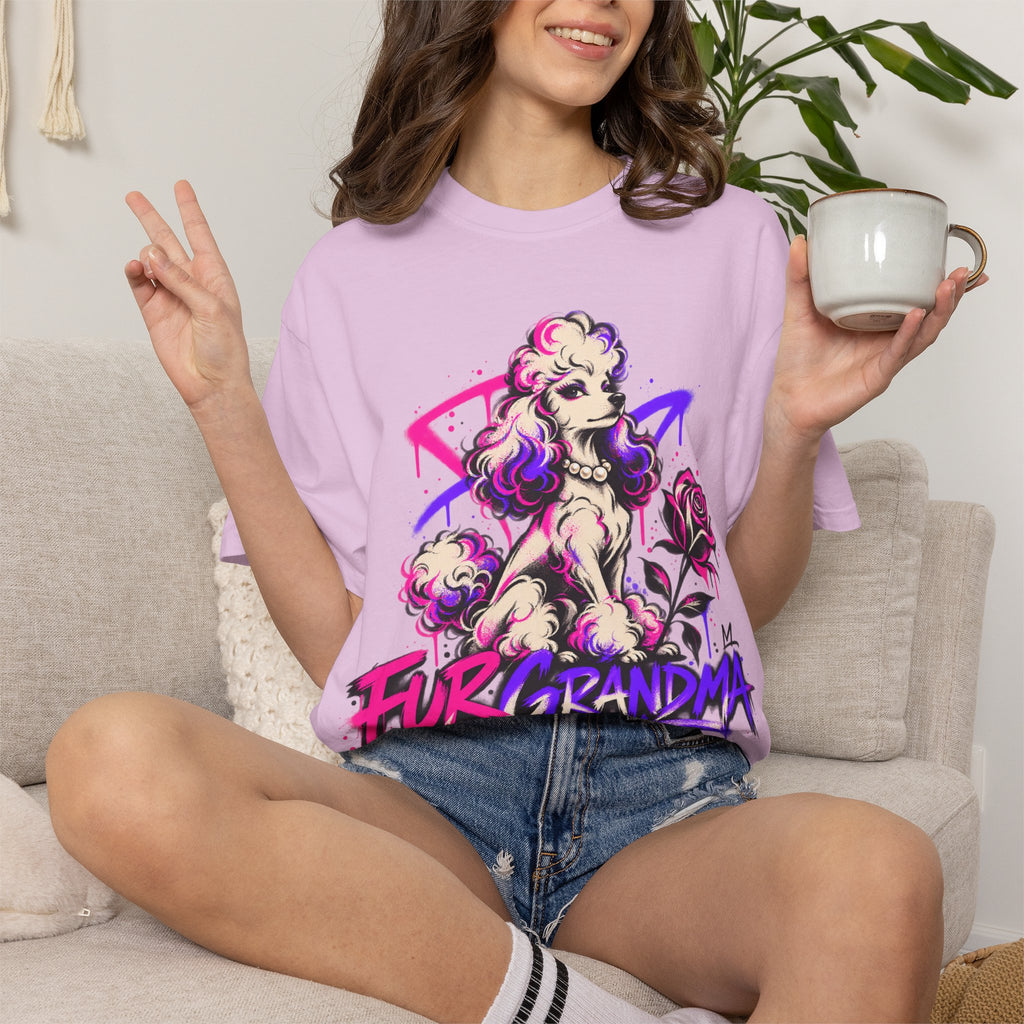 Poodle 'Fur Grandma' Graphic T-Shirt — Retro Neon Pet Lover Tee