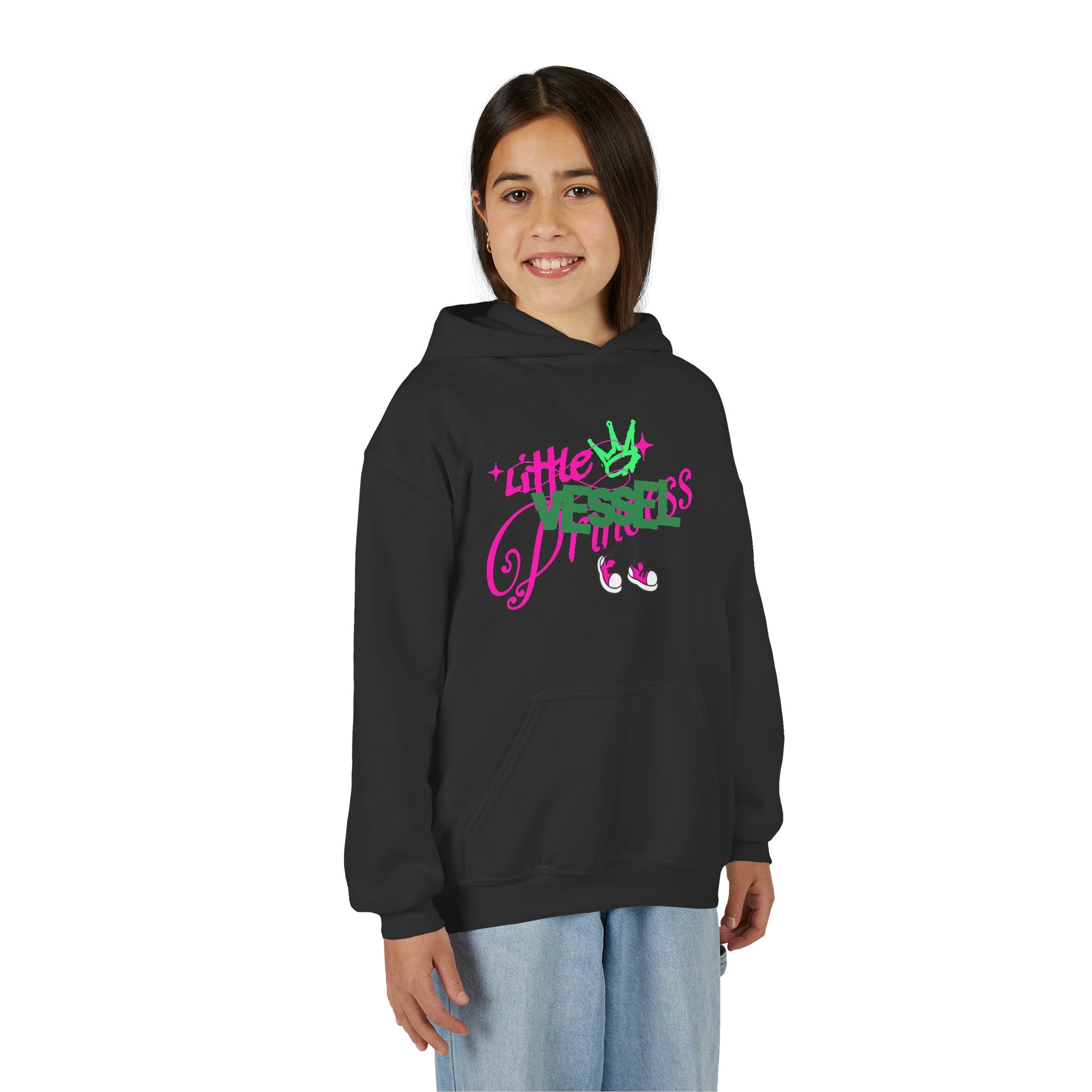 Youth Hoodie — “Little Vessels” Princess Christian Kids Sweatshirt (Mark 9:23, All Things Possible)