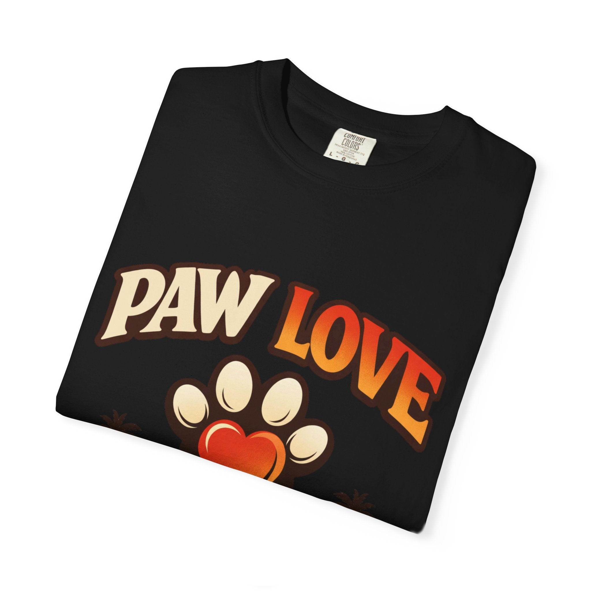 Paw Love T-Shirt — Retro Heart Paw Graphic Tee for Dog Lovers
