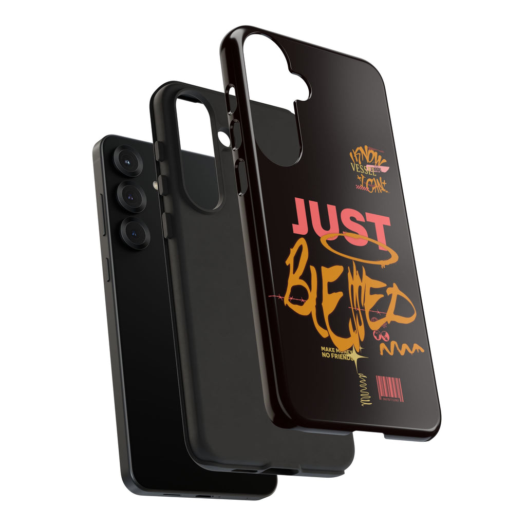 Phone Case — "Just Blessed" Bold Typographic Black Protective Case
