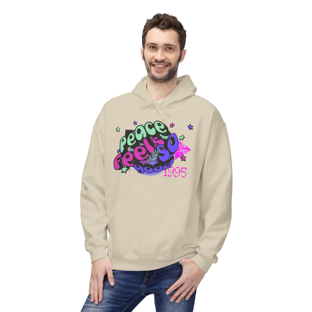 Peace Vibes Hoodie — 'Peace' Graphic Pullover (1995 Retro Earth Design)