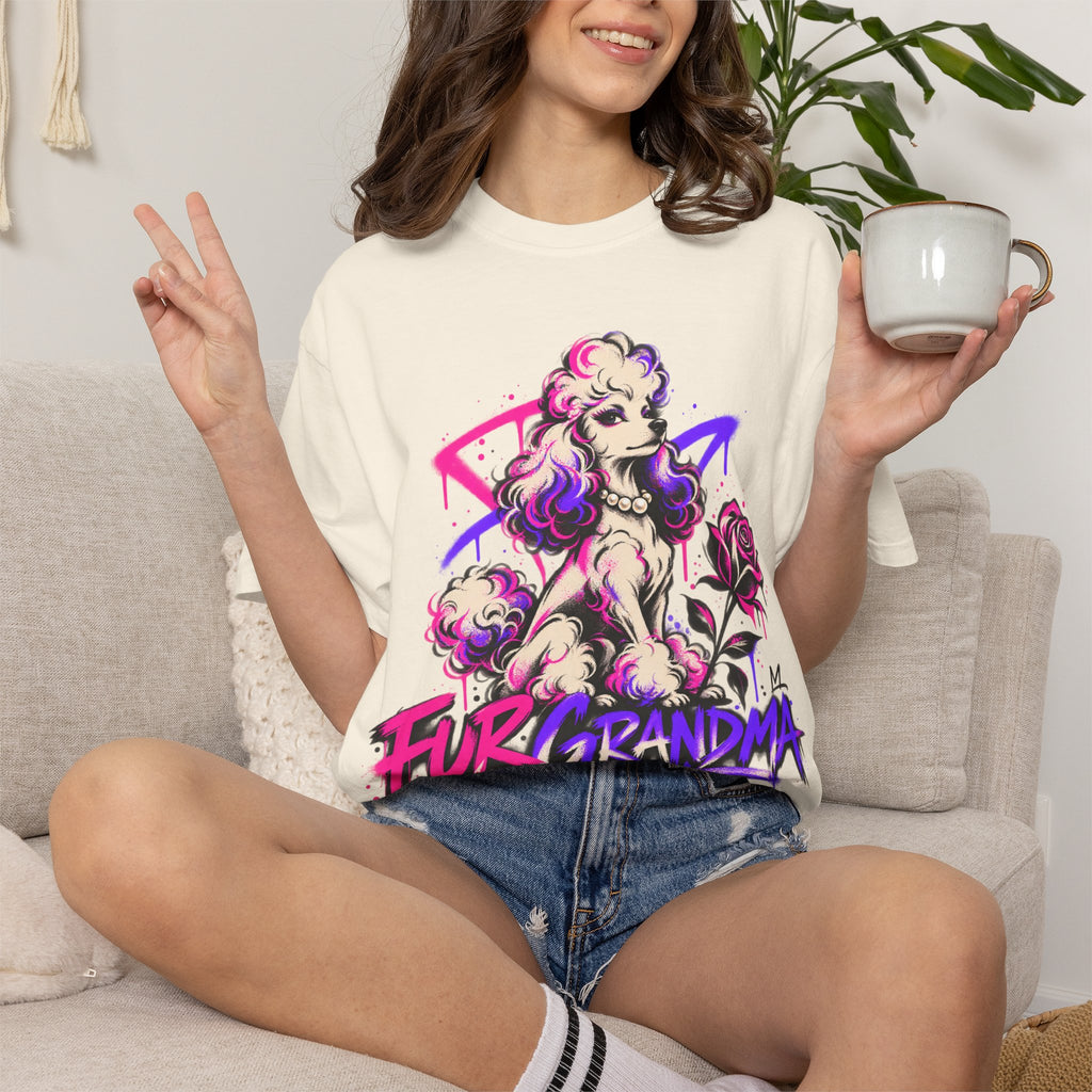 Poodle 'Fur Grandma' Graphic T-Shirt — Retro Neon Pet Lover Tee
