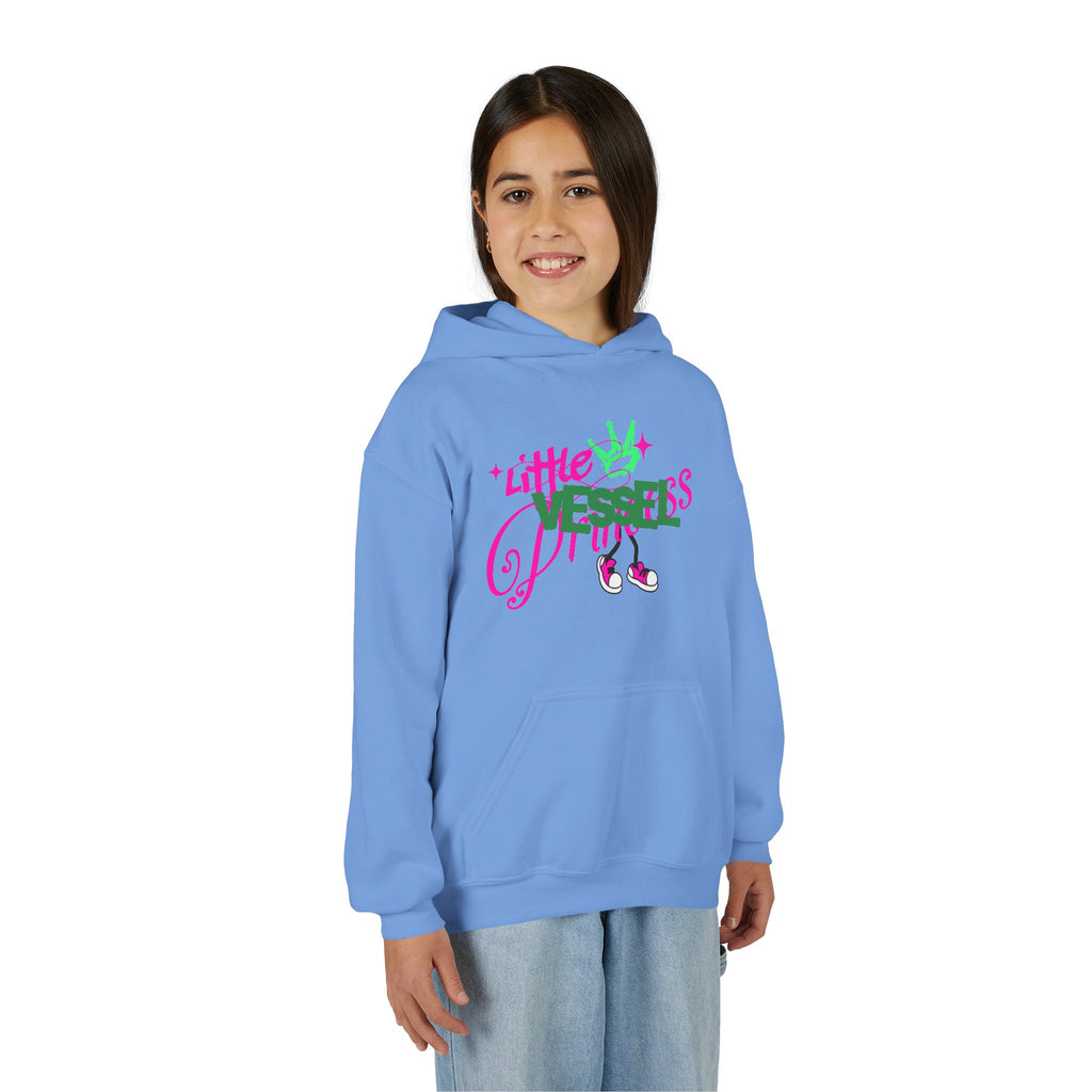 Youth Hoodie — “Little Vessels” Princess Christian Kids Sweatshirt (Mark 9:23, All Things Possible)