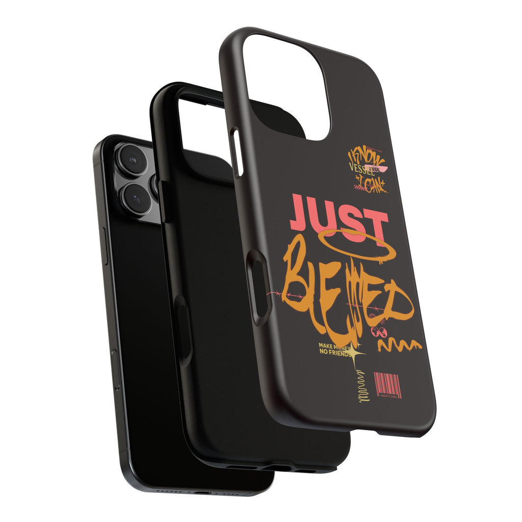 Phone Case — "Just Blessed" Bold Typographic Black Protective Case