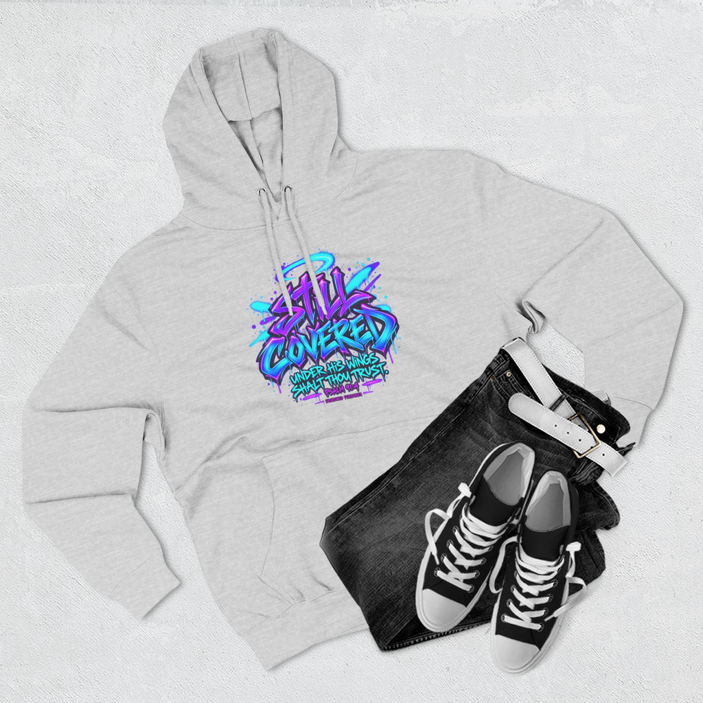 Christian Hoodie — "He Shall Cover Thee" Psalm 91:4 Graphic Fleece Hoodie